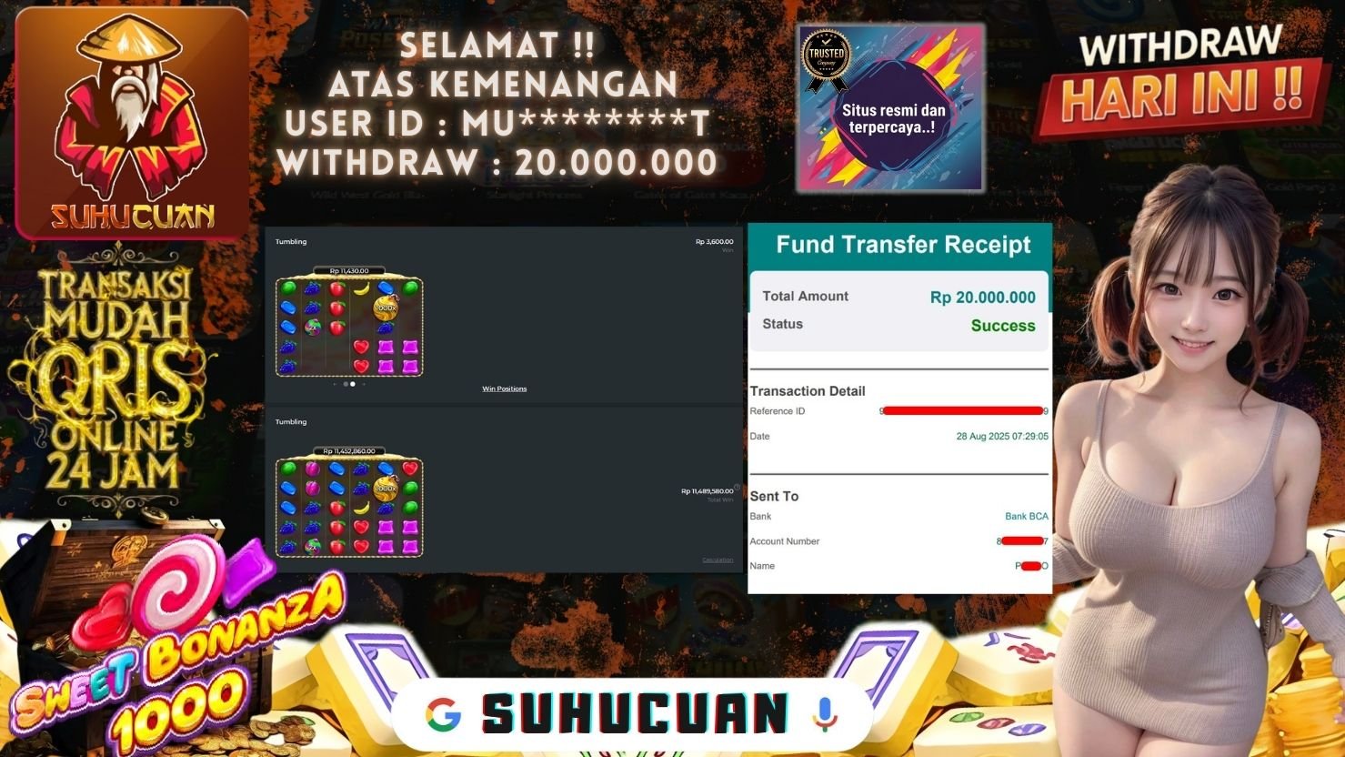 SUHUCUAN JACKPOT SLOT SWEET BONANZA 1000